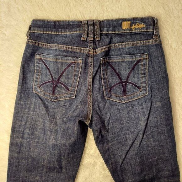 Kut from the Kloth Natalie Boot Leg Jeans S 2 Low Rise Dark Wash Relaxed - Picture 5 of 10